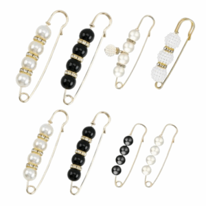 Designer Pearl & Beaded Safety Pins Set for Sarees, Dupattas & Ethnic Wear – Pack of 8